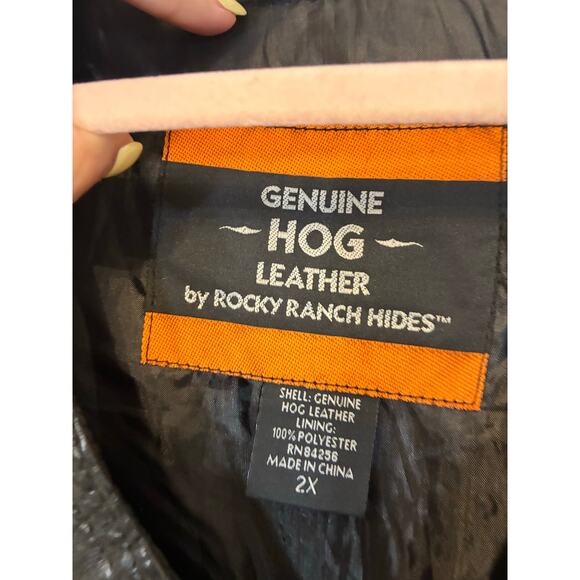 Harley Davidson Rocky Ranch Hides Rock Men's Genuine Hog Leather Biker Vest 2X - Picture 4 of 6